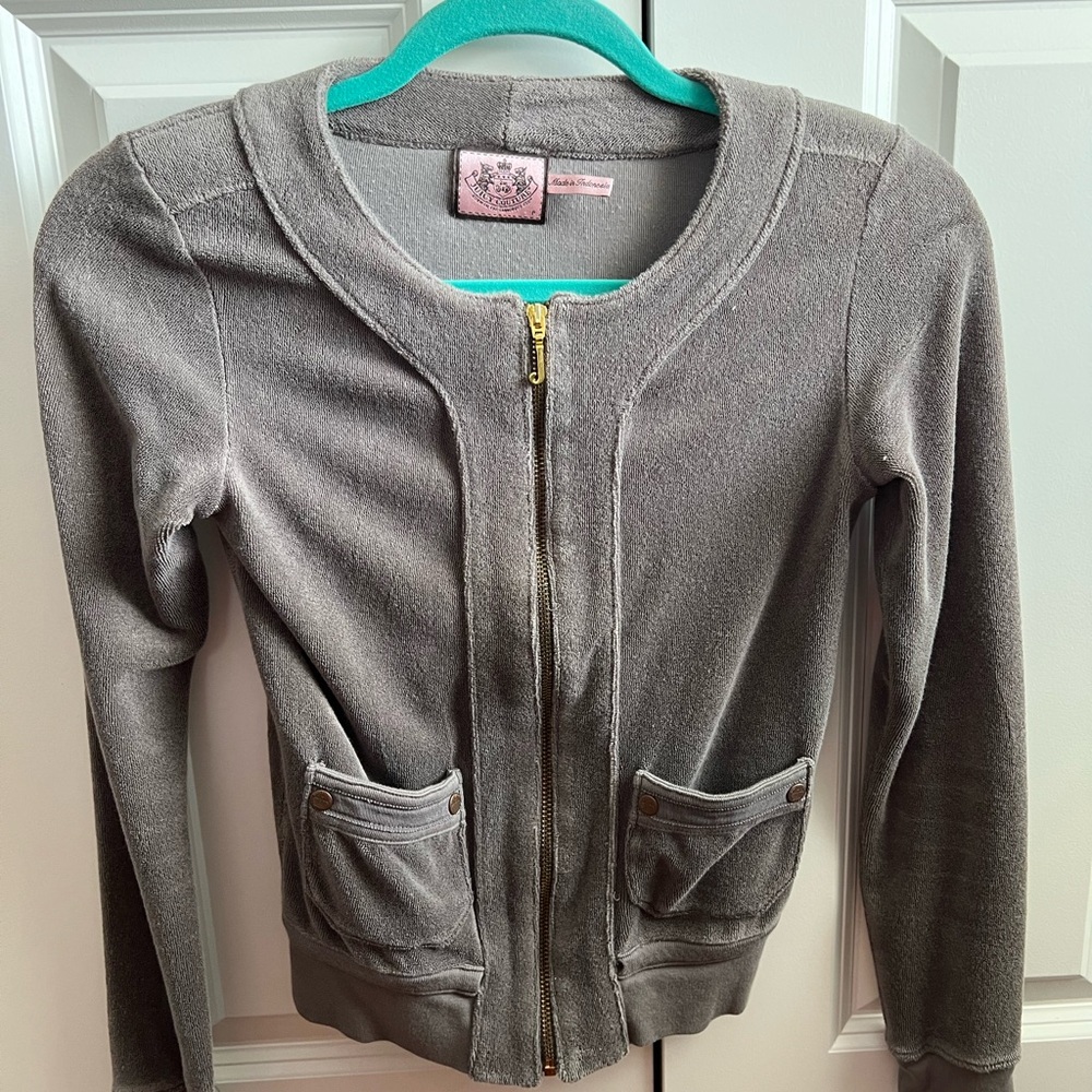 Juicy Couture Terrycloth Gray Zip-Up Jacket